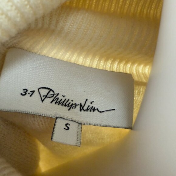 PHILLIP LIM Textured Designer Knitted Wool White Cream Turtleneck Sweater sz S - Picture 7 of 12